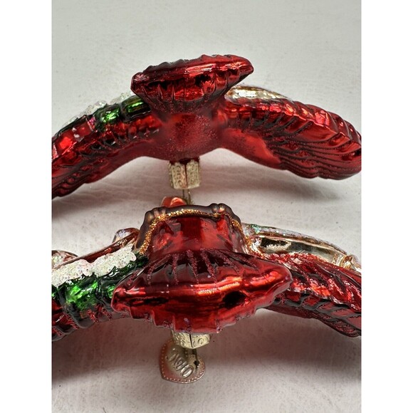 2 Old World Christmas 2006 Red  Cardinal Glass Ornaments Christmas Flying - Picture 12 of 15
